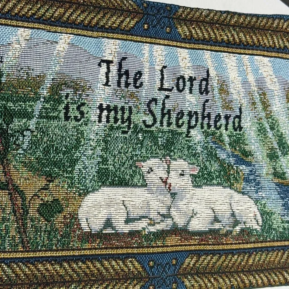 The Lord is My Shepherd Psalm 23 cotton woven tapestry needlepoint wall hanging